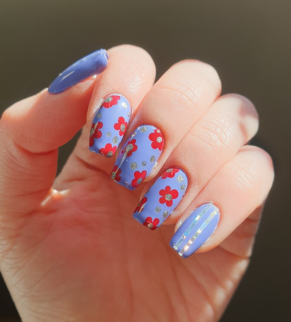 Semi-permanent violet nail art